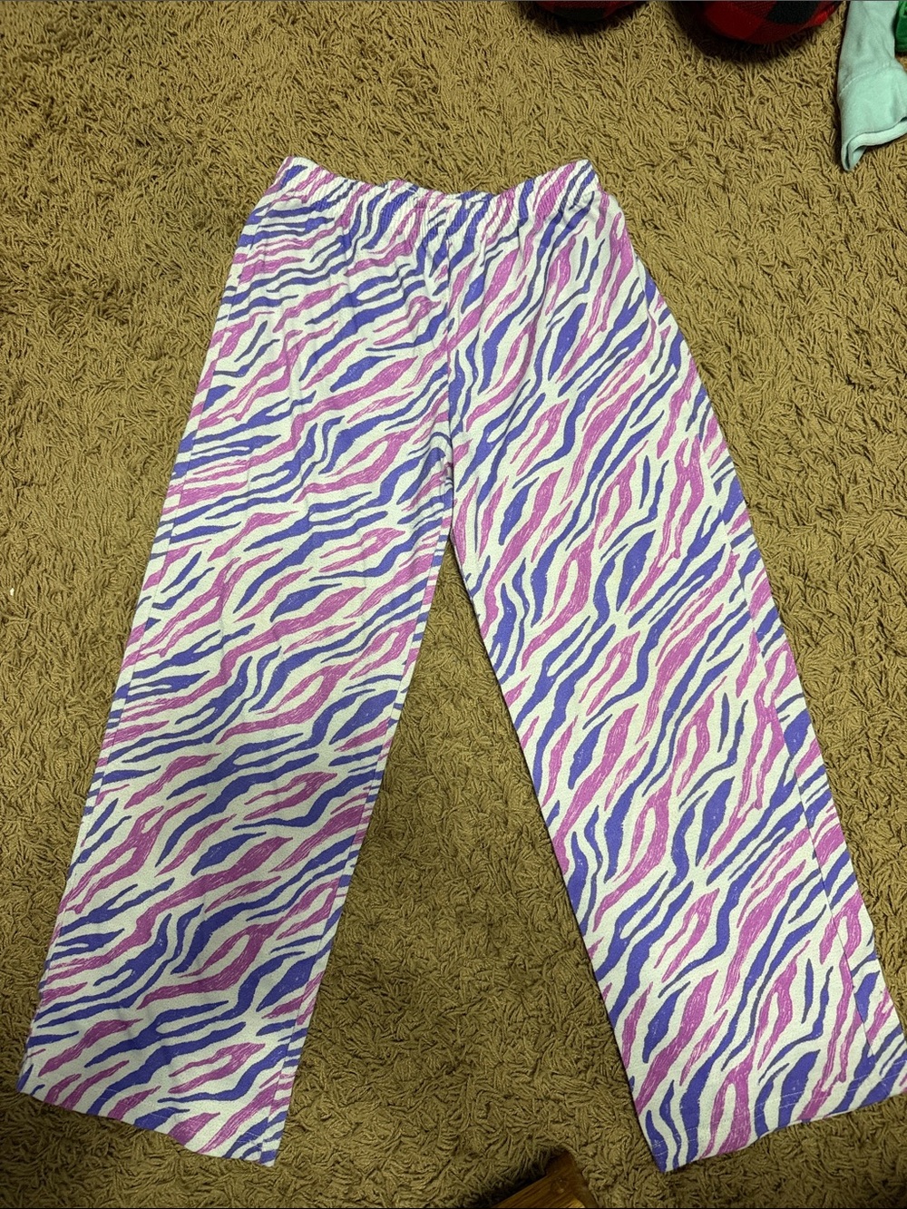 Kids White Pink and Purple Zebra-Print PJ Pants